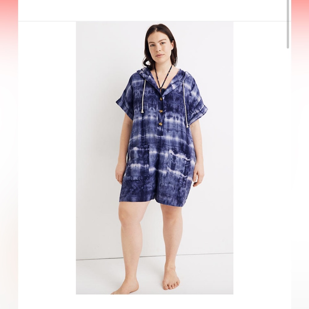 Madewell x Warm Tie-Dye Hooded coverup jumper romper 3X